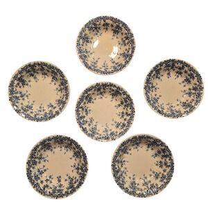 Crown Ducal Early English Ivy Blue White Fruit Dessert Bowls Set of 6 England